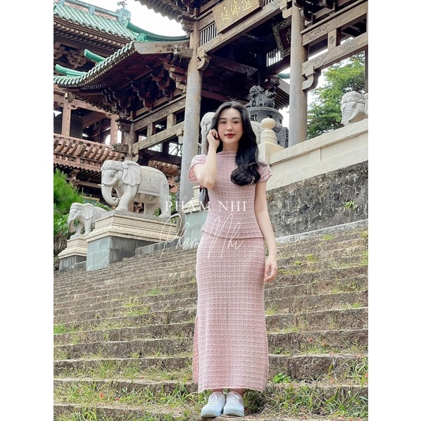 Bộ Áo Dệt Kim Phối Lưới + Chân Váy Dệt Kim Thời Trang Zara Thanh Lịch Cho Nữ