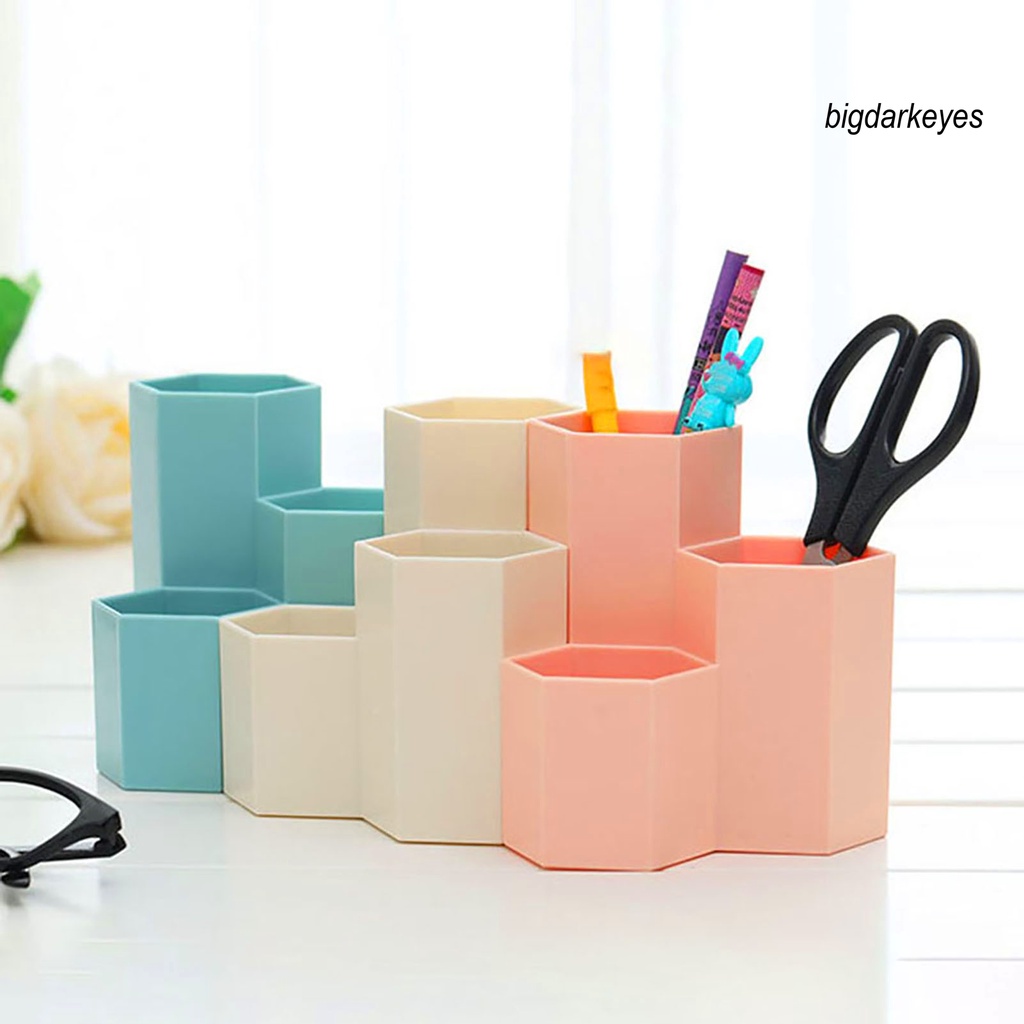 Giá Đỡ Bút Hình Lục Giác 3 Ngăn Bằng Nhựa Tiết Kiệm Không Gian Tiện Dụng