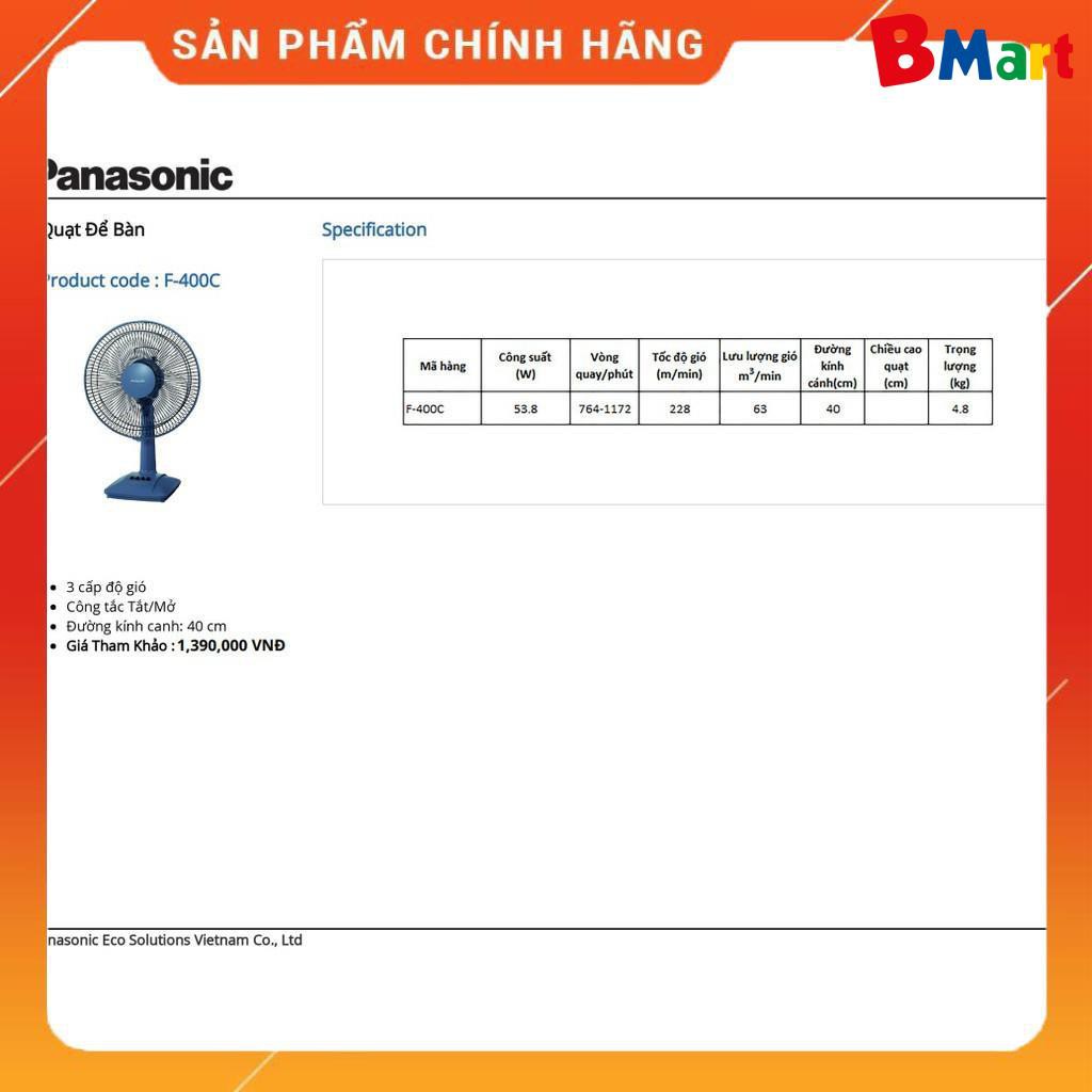 [FreeShip] Quạt bàn Panasonic F400C, Hàng chính hãng - Bảo hành 12 tháng  - BM