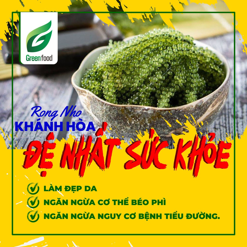 Rong Nho Tách Nước Khánh Hòa 25g - Viên ngọc xanh của biển cả - GreenFood