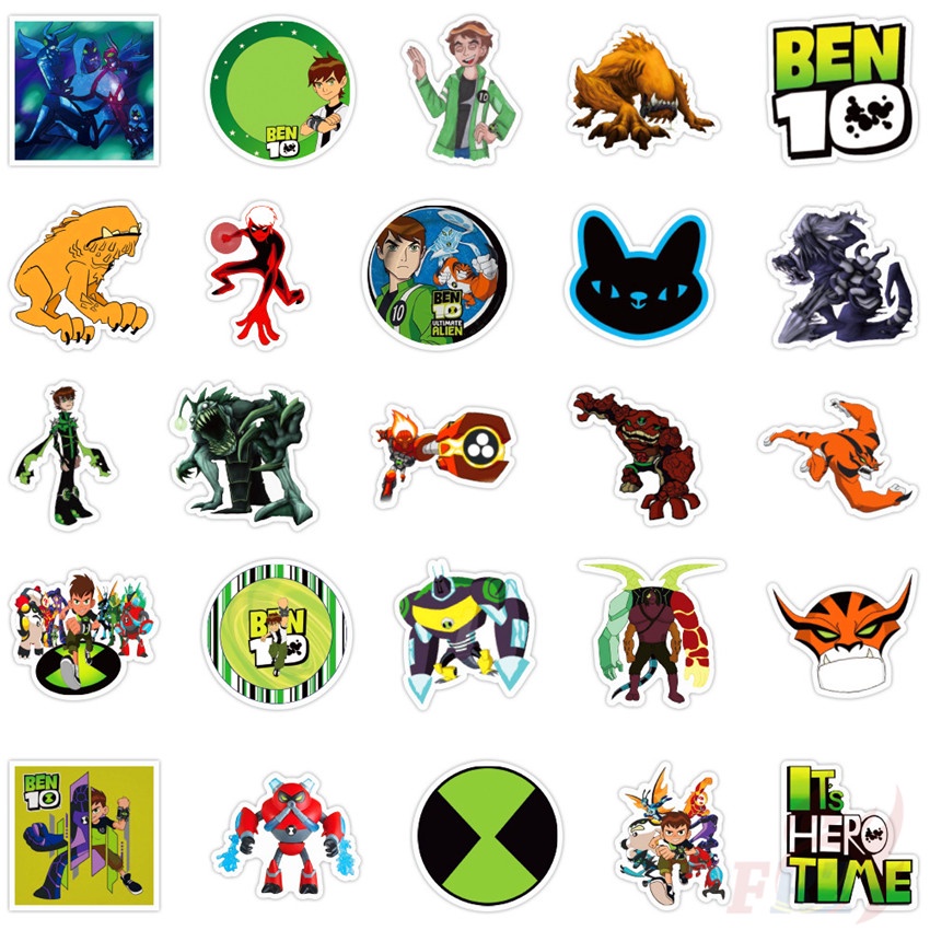 Set 50 miếng dán trang trí thủ công hình nhân vật Ben 10 độc đáo