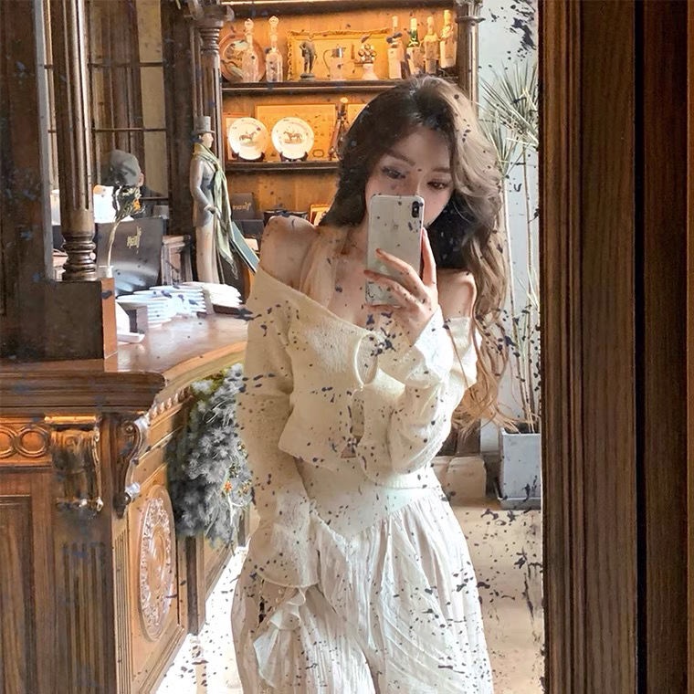 COZOK Set Áo Len Tay Dài Màu Trơn + Áo Vest Không Tay Thời Trang Cho Nữ