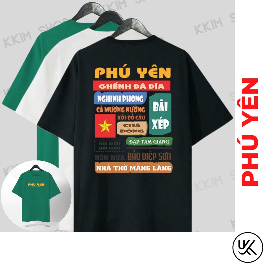 Áo thun tay lỡ PHÚ YÊN, Áo phông 63 tỉnh thành Form rộng oversize, chất liệu Cotton KKIMSHOP