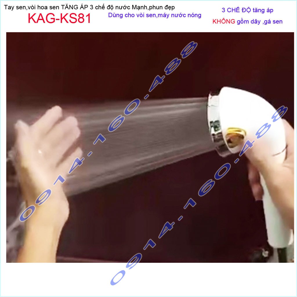 Bát sen tăng áp tia massage cực đã KAG-KS81(không dây), vòi hoa sen chuyên dùng cho máy nước nóng, tay sen tăng áp( khôn