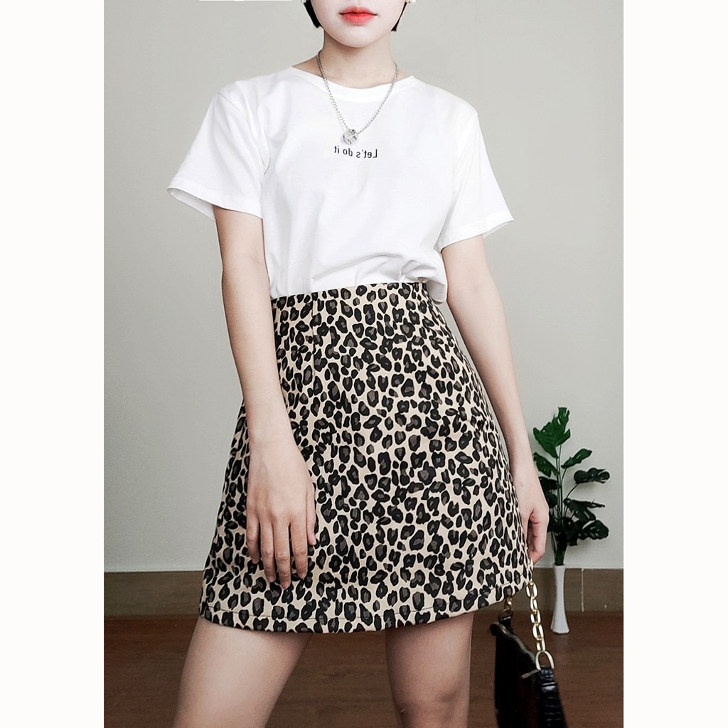 Chân váy ngắn chữ A da beo hot trend cá tính SC006