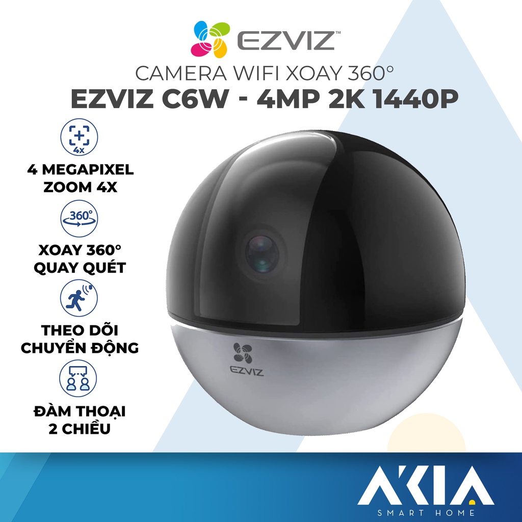 Camera wifi Ezviz C6W 4MP độ phân giải 2K - Quay quét thông minh, nhận diện chuyển động - Hàng chính hãng