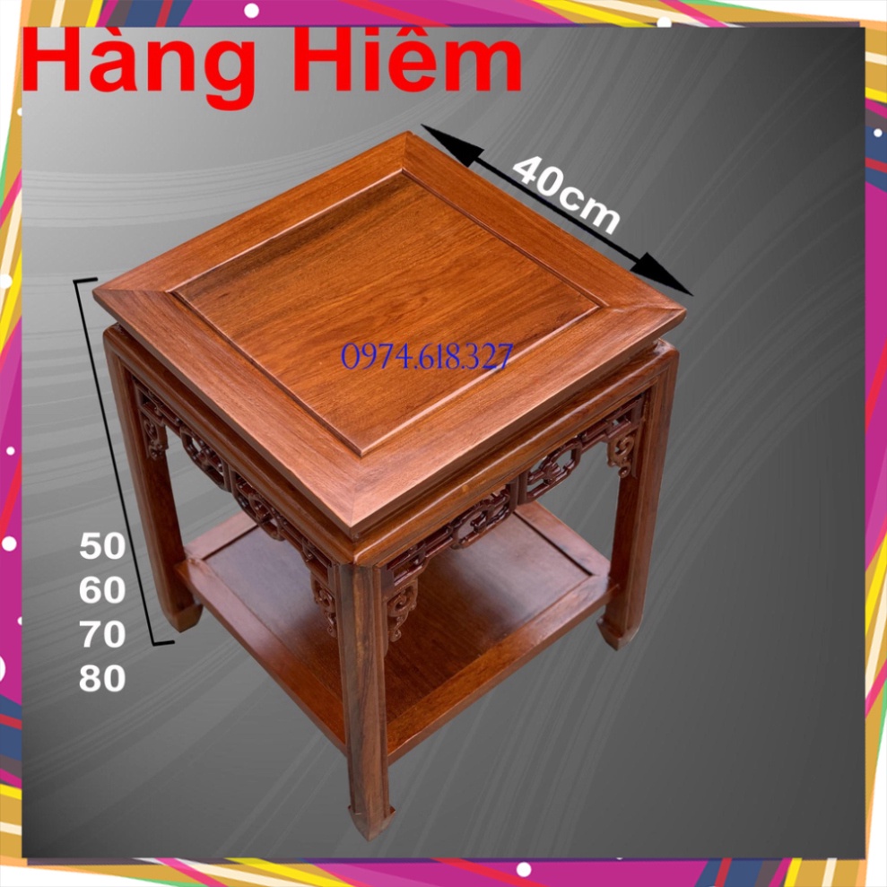 Đôn Vuông 40cm Cỡ Lớn Kê Phòng Khách Gỗ Hương