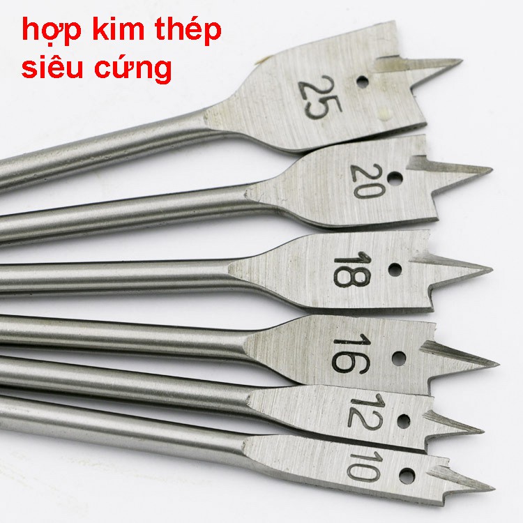 Bộ 6 mũi khoan gỗ khoét lỗ đuôi cá size từ 10-25mm