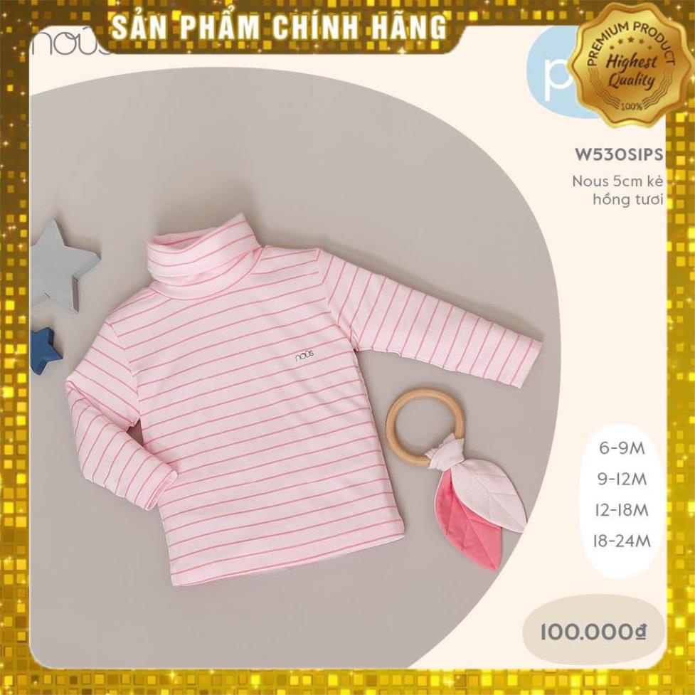 NOUSHANOI -  Áo Cổ Lọ 5cm Kẻ Hồng Tươi Nous Petit (Size 6M 9M 12M và 18M)