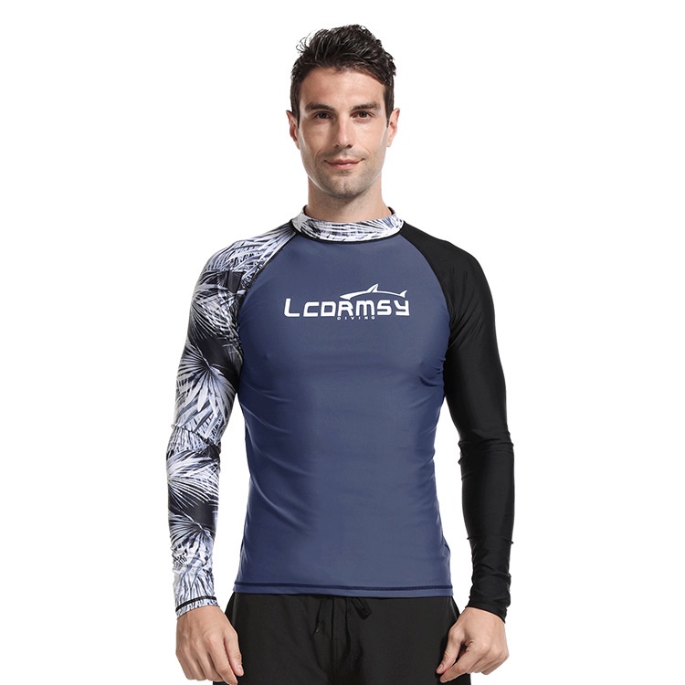 BBB Men’s Long-Sleeved Quick Drying Swimsuits Rash Guard Sunscreen Snorkeling Surfing Swimwear Swimming Trunks Beach Trunks