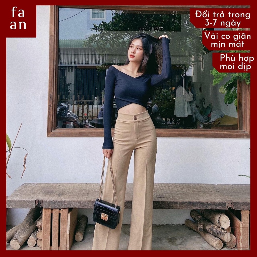 Áo kiểu nữ đắp chéo hở vai tay dài dáng ôm co giãn vừa cá tính vừa sexy cực tôn dáng -AKVATCHEO Faan Store