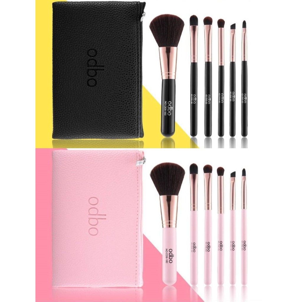 Bộ Cọ Trang Điểm Cá Nhân 6 Cây Kèm Túi Odbo Perfect Brush Beauty Tool Màu Đen