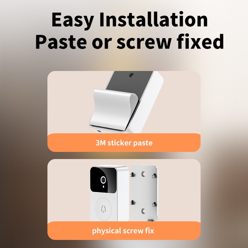 Chuông Cửa WIFI Thông Minh Hd Không Dây Có Thể Sạc Lại Chống Nước 166°Góc Rộng