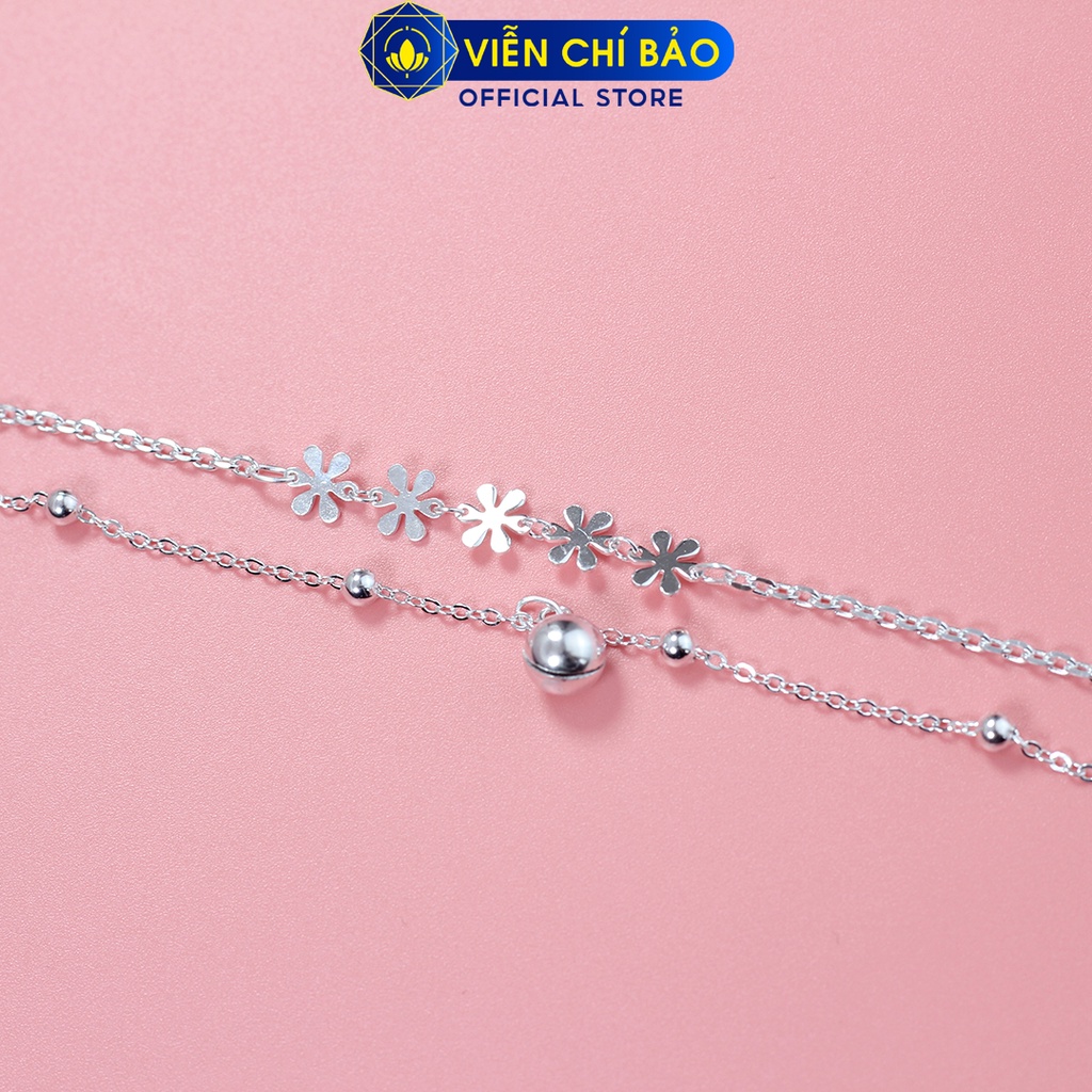 Lắc tay hoa hai dây mix chuông chất liệu bạc 925 thời trang phụ kiện trang sức nữ Viễn Chí Bảo L400727