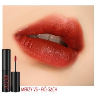 Son kem Merzy Another Me the First Velvet Tint màu #V6 vỏ đen Firenze Negroni đỏ gạch