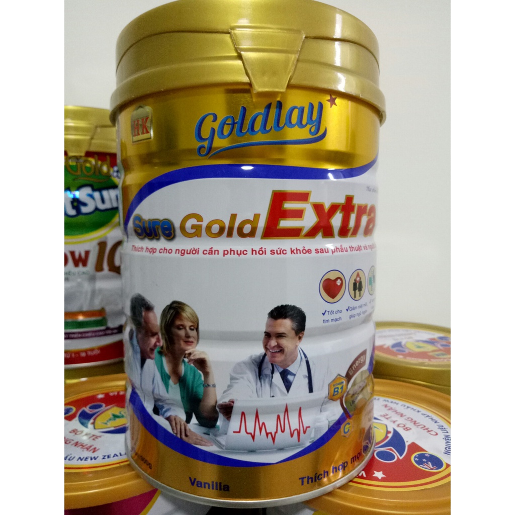 Sữa phục hồi sức khỏe Goldlay sure gold 900g dành cho người già yếu, người bệnh, ốm và ăn uống kém