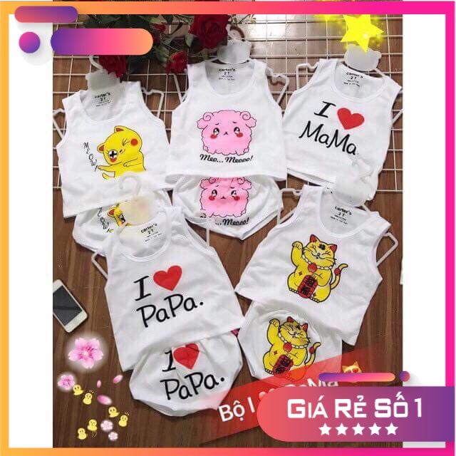 Combo 5 bộ ba lỗ chip mông thú trắng carter’s BN50-1603(bảng size ở cuối)CAMLUU99