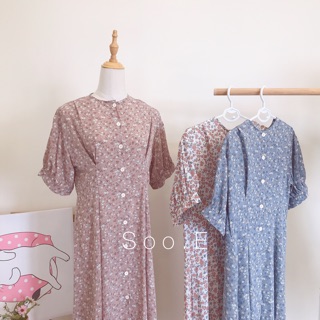 Đầm hoa vintage, nút ngực