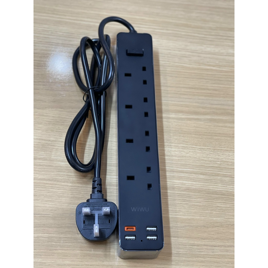 Ổ Điện Wiwu Power Strip Socket With U01 4 AC 3 USB 20w PD Ngăn Trẻ Em Chạm Vào, Dây Cáp Dày và Bền - Hàng Chính Hãng