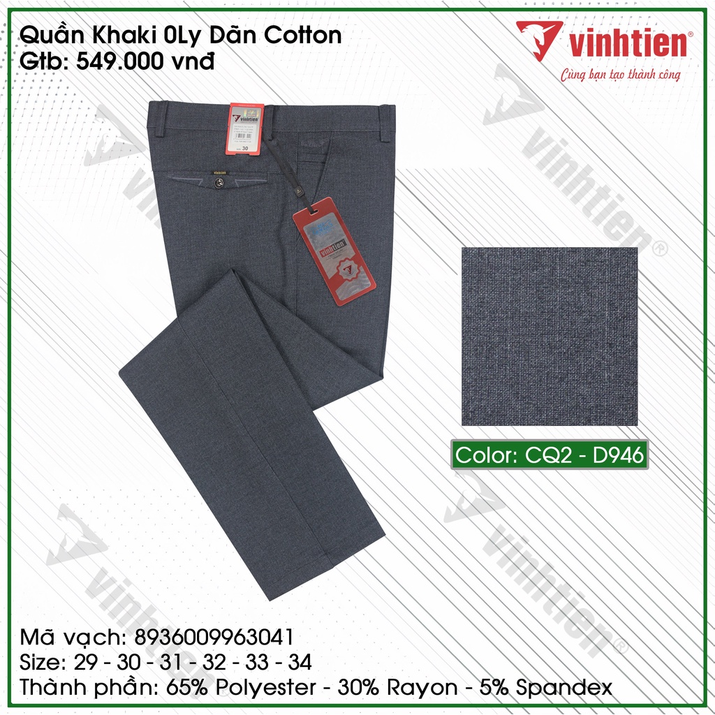 Quần Kaki 0Ly Nam Dãn Cotton Classic Vĩnh Tiến 549 - Nhiều Màu