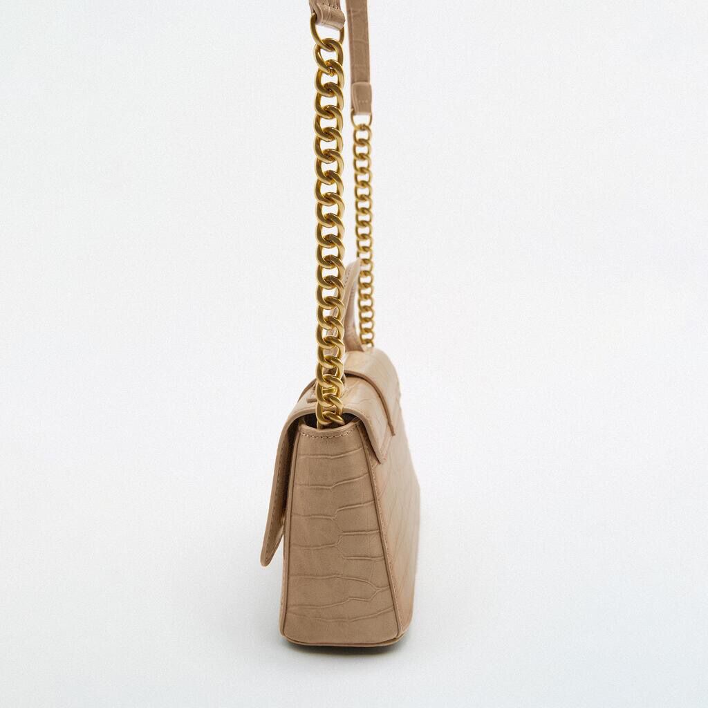 Túi Xách Đeo Vai ZARA Hình Vuông Cỡ Nhỏ Vân Da Cá Sấu Thời Trang Cho Nữ 6643910102