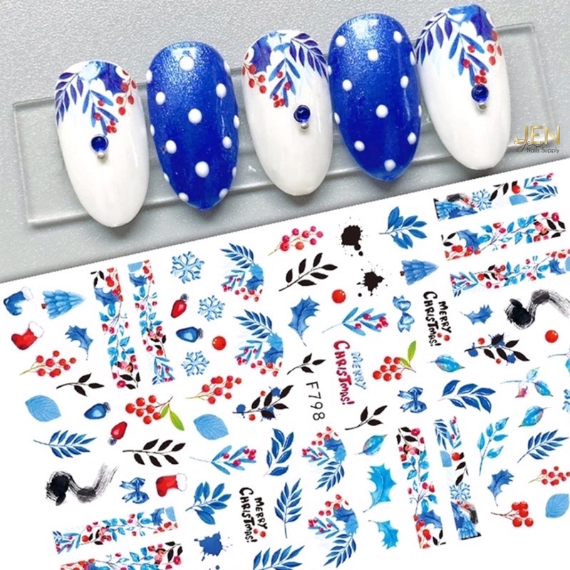 Sticker Noel dán móng-hình dán nail bông tuyết Giáng sinh