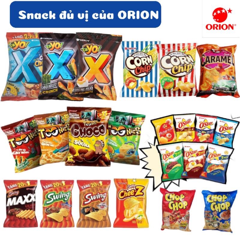 BIM BIM ORION ĐỦ VỊ 36G ( TUNI, OSTAR, RỘP RỘP, CORNCHIP,SWING,..)