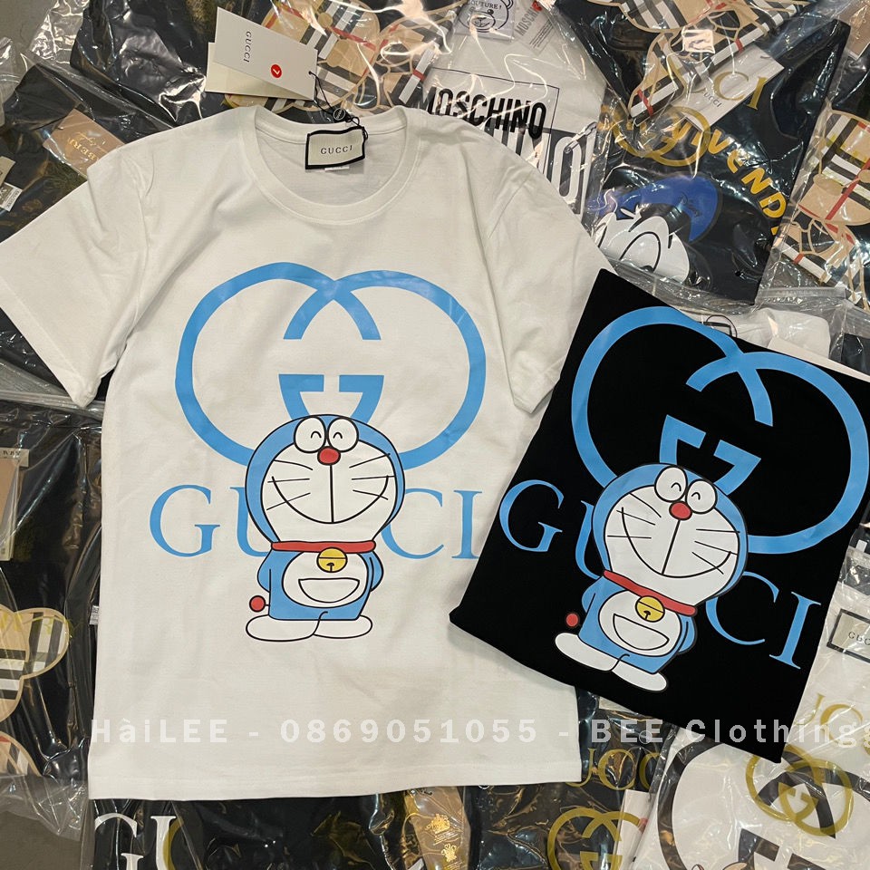 Áo phông nam nữ OVERSIZE form rộng giấu quần dáng UNISEX - ÁO GUCCI DORAEMON