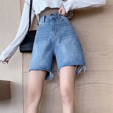 [Mã SPVBTER2 giảm 10k đơn 99k] Quần short jean/kaki cạp cao, quần short nữ ống rộng phong cách_C41