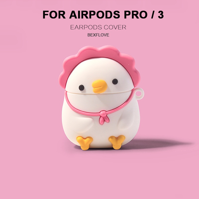 Vỏ bảo vệ hộp sạc tai nghe bluetooth không dây bằng silicon hình động vật dễ thương cho Airpods 1 / 2 / 3pro