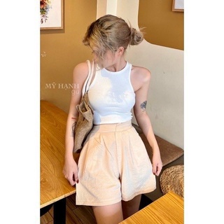 Áo ba lỗ croptop nữ ôm dáng kiểu basic chất thun gân dày dặn - 760