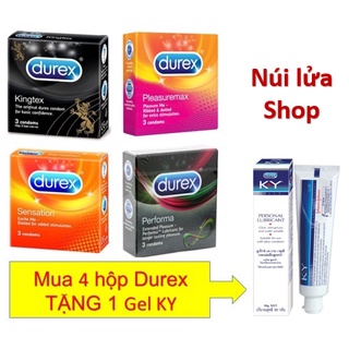 [COMBO] 4 hộp Bao cao su Durex TẶNG 1 Gel KY 50g