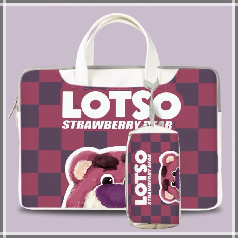 ⭐️Với Gói Điện⭐️Túi Da PU Đựng Laptop Chống Thấm Nước Họa Tiết Hoạt Hình Lotso 12 13 14inch 15 15.6Inch 17.3