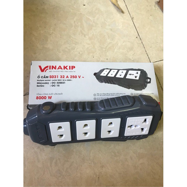 Ổ cắm vinakip siêu chịu tải 8000W- S031 32A 250V