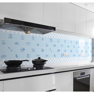 DECAL 1M dán bếp tráng nhôm cách nhiệt khổ 60CM BÁNH KEM XANH
