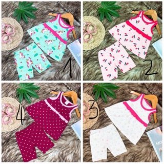6-18kg Bộ thun borip sát nách babydol quần lửng bé gái 043