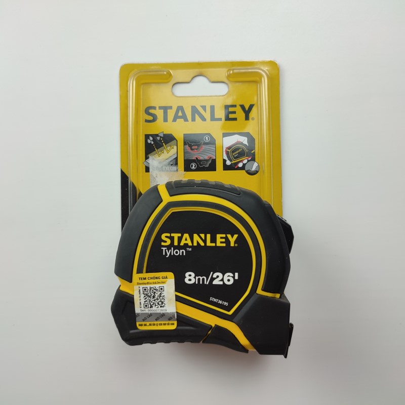 Thước cuộn thép 8m Stanley STHT36195 - Cấp chính xác Class II, bọc nylon lưỡi cắt