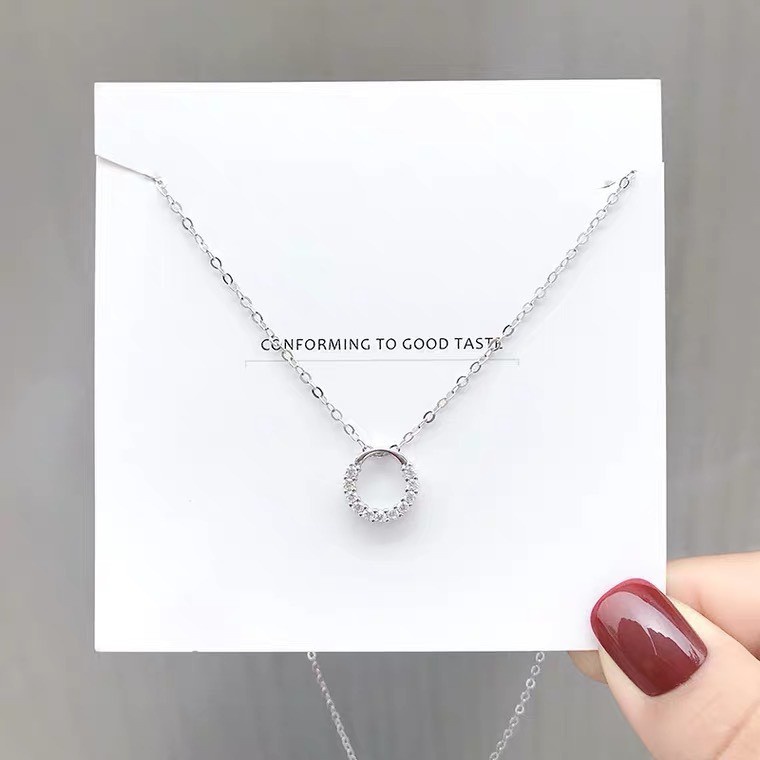 Dây chuyền nữ bạc ta mặt đính đá xinh xắn (ảnh thật cuối) vòng cổ nữ bạc thật s925 không đen - Mã TSJD08