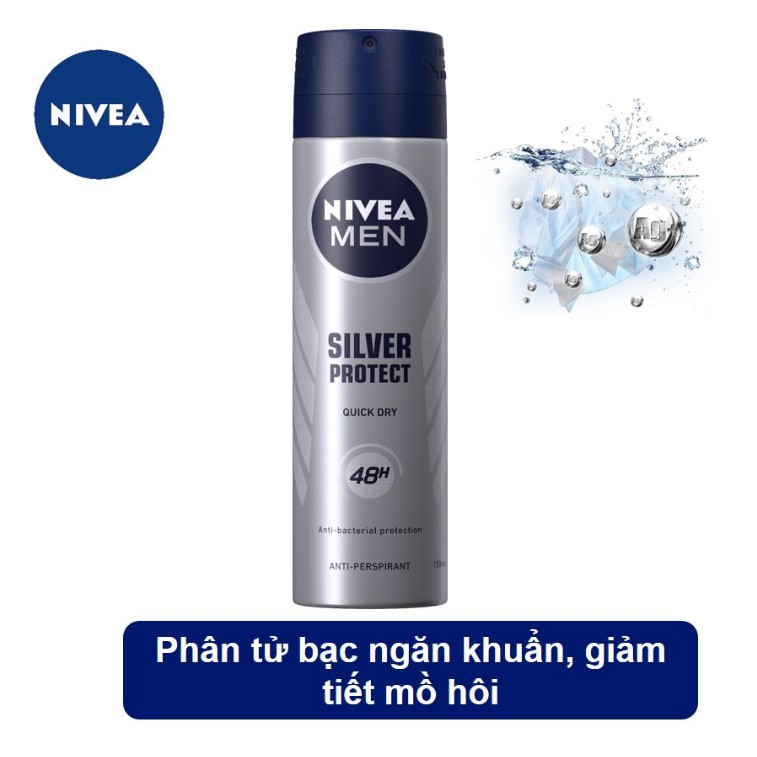 Xịt Ngăn Mùi Nivea Men Phân Tử Bạc Ngăn Mùi Vượt Trội 150ml