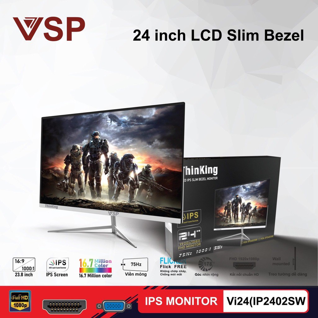 Màn hình LLCD 24" VSP Vi24 IP2402SW Trắng New 100% FullBox | WebRaoVat - webraovat.net.vn