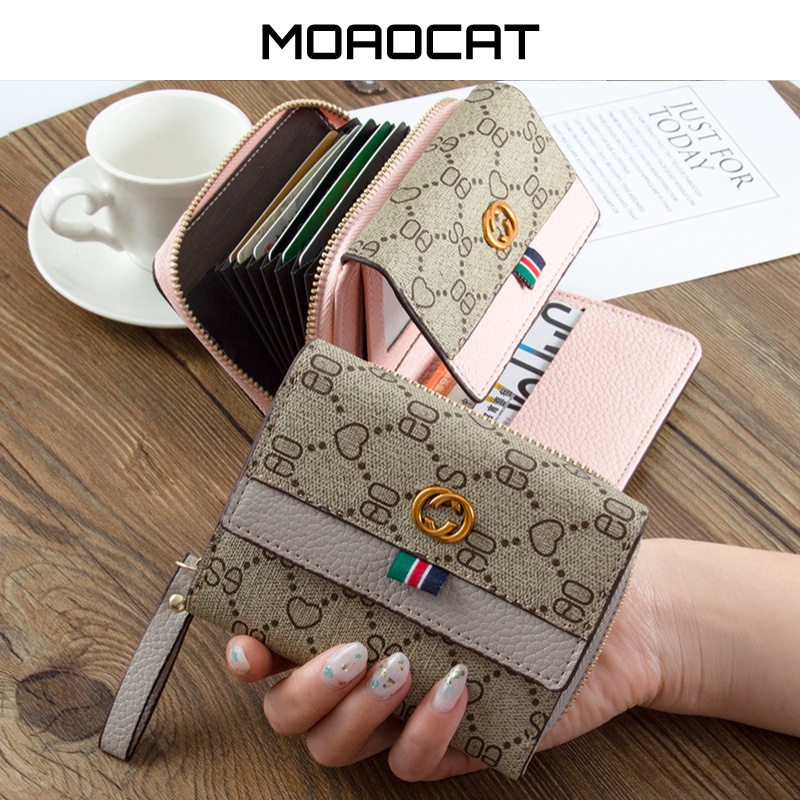【MOAOCAT】 Ví ngắn dành cho nữ Kiểu Âu và Mỹ Túi có dây kéo đa năng và sành điệu Túi đựng tiền nhiều ngăn đựng thẻ Túi đa năng dung tích lớn