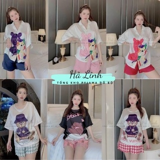 Bộ đồ ngủ lụa cánh dơi quần đùi mùa hè chất lụa latin, đồ mặc nhà cao cấp nữ freesize EMMA