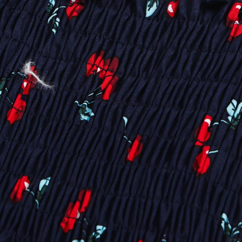 Đầm hai dây sọc thun in hình quả cherry dễ thương cho bé gái