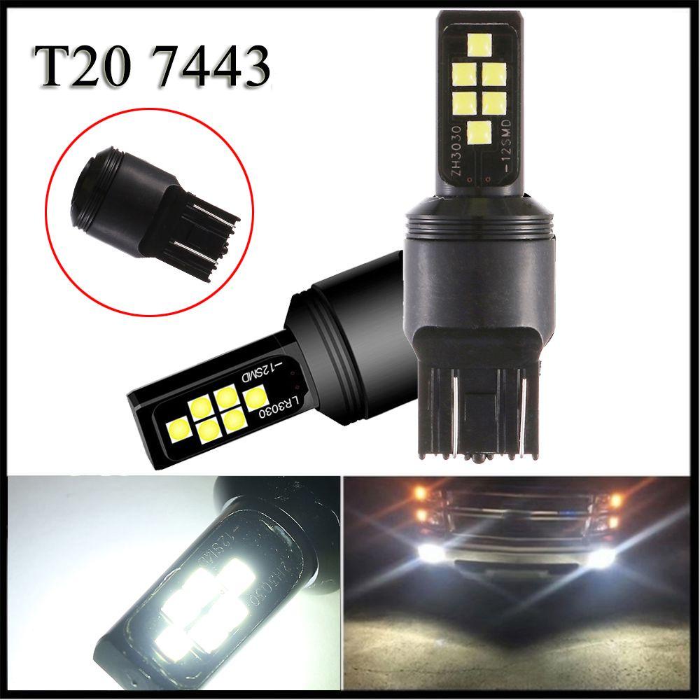 1 Đèn Phanh Xe Hơi Ánh Sáng Trắng 3030 12SMD T20 7443 W21 / 5W