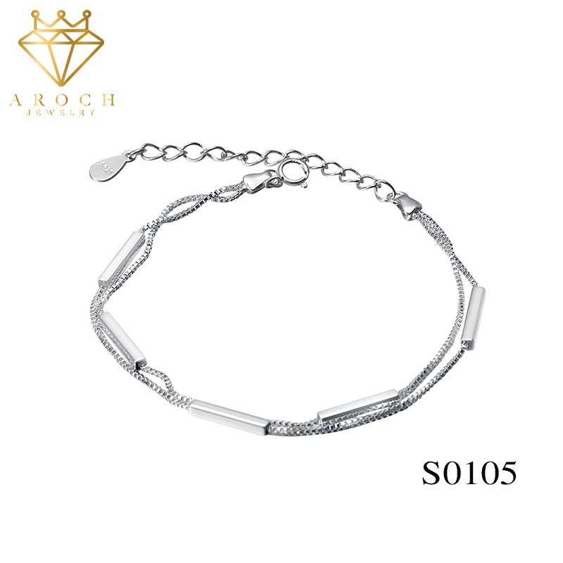 Vòng tay nữ bạc Ý s925 2 lớp nghệ thuât Sen-line S0105 - AROCH Jewelry