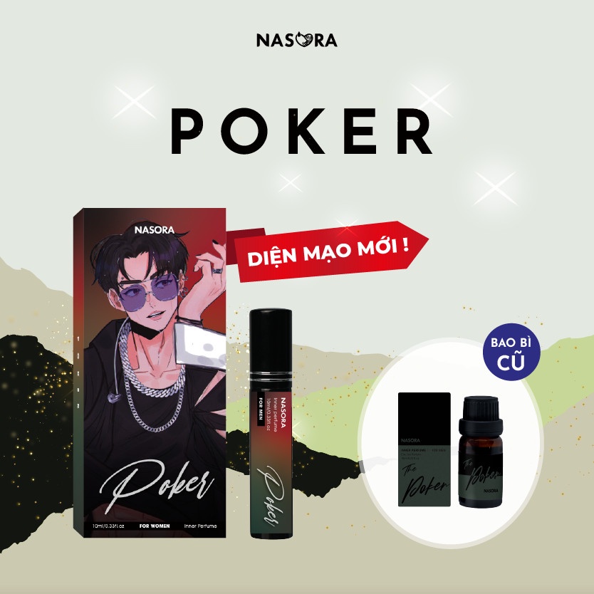 Nước hoa vùng kín nam NASORA The Poker mùi hương phá cách, thơm lâu chai 10ml