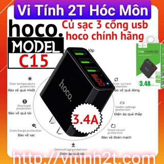 Cóc sạc 3 cổng usb 3.0A hoco C15 chính hãng 100%