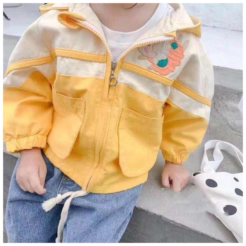 Áo khoác bé gái chất kaki siêu mềm dây rút gấu có mũ siêu cute size 9-17kg AK33