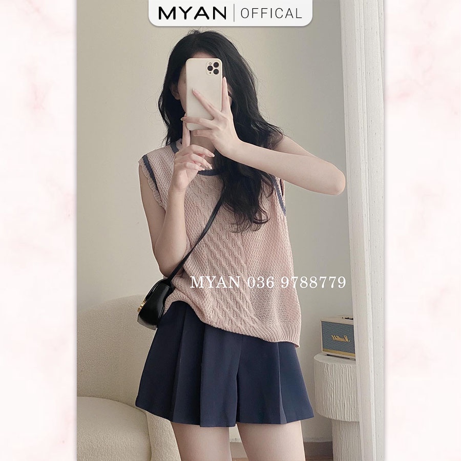 Quần Short Nữ Màu Trơn MYAN Thiết Kế 2 Ly Chun Lưng Màu Đen, Trắng, Nâu, Hồng, Xanh Q042102