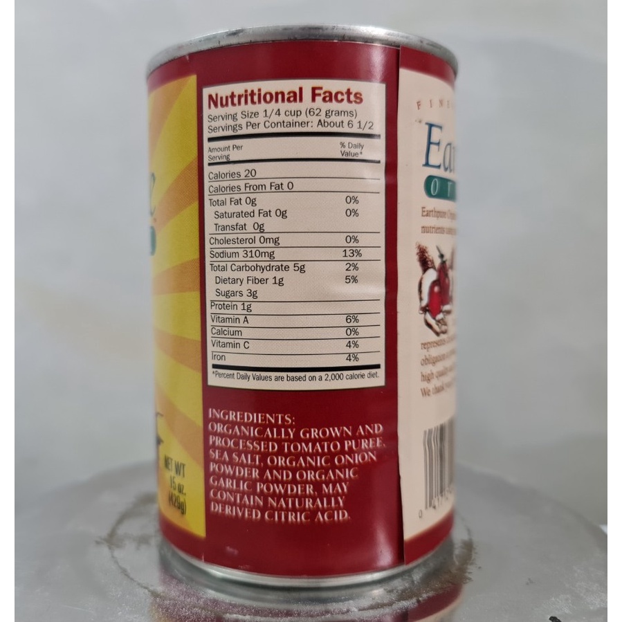 [425g] [ORGANIC] XỐT CÀ CHUA HỮU CƠ [USA] EARTH PURE Tomato Sauce (als-hk)